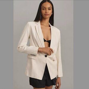 Maeve The Tessie Blazer Linen Edition Jacket In Cream White XS